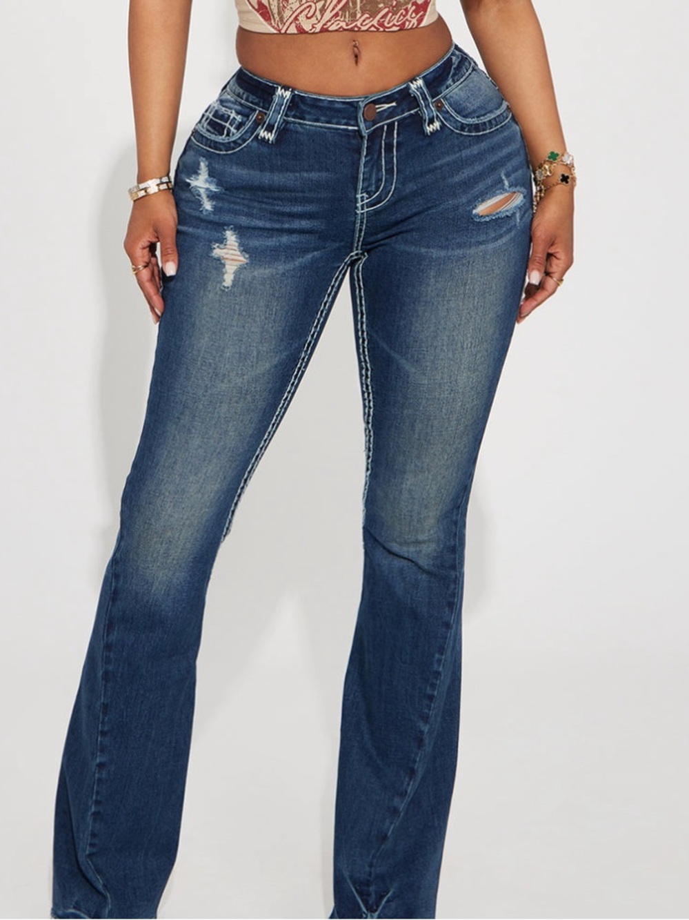Not Playing Stretch Flare Jeans - Medium Blue Wash